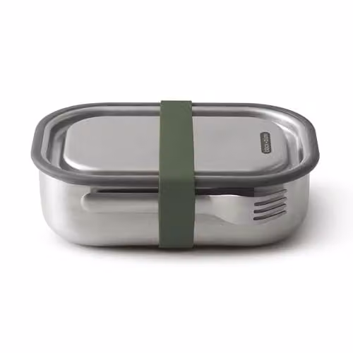 Black + Blum Stainless Steel Leakproof Lunch Box with Dividers and Cutlery, Green, 1000 ml – 1