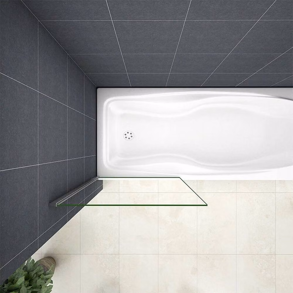 NESTLUNE Modern Reversible Fixed Bath Shower Screen, Clear Glass, Width: 70 cm – 2