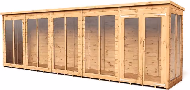 Empire Sheds Empire 20x4 Pent Summerhouse with Double Door and Window in Brown