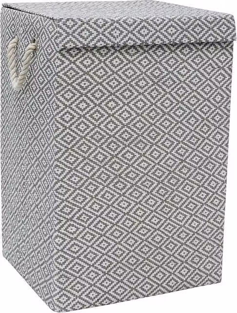 JVL Argyle Rectangular Foldable Paper Lidded Storage Box, Grey, W: 61.0 cm, D: 40.0 cm – 1