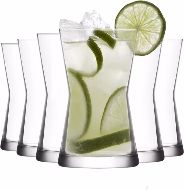 LAV Derin Highball Tumbler Glasses, Transparent, 350ml, Pack of 6 – 1