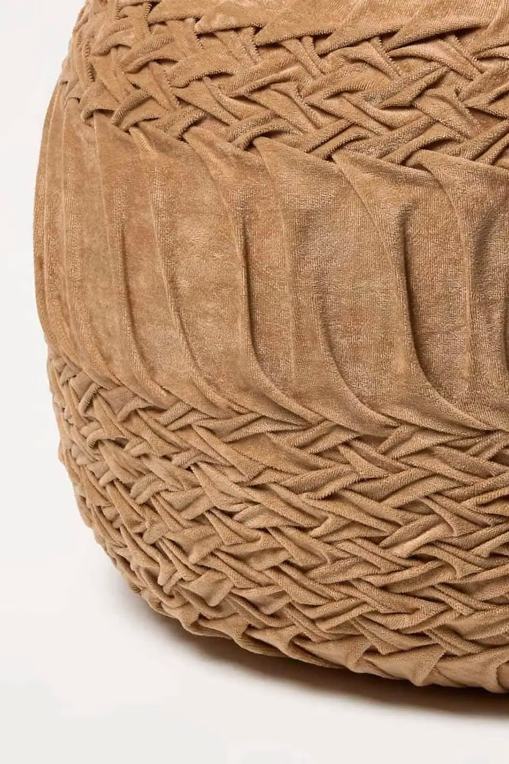 Homescapes Sofia Pleated Velvet Pouffe in Taupe – 3