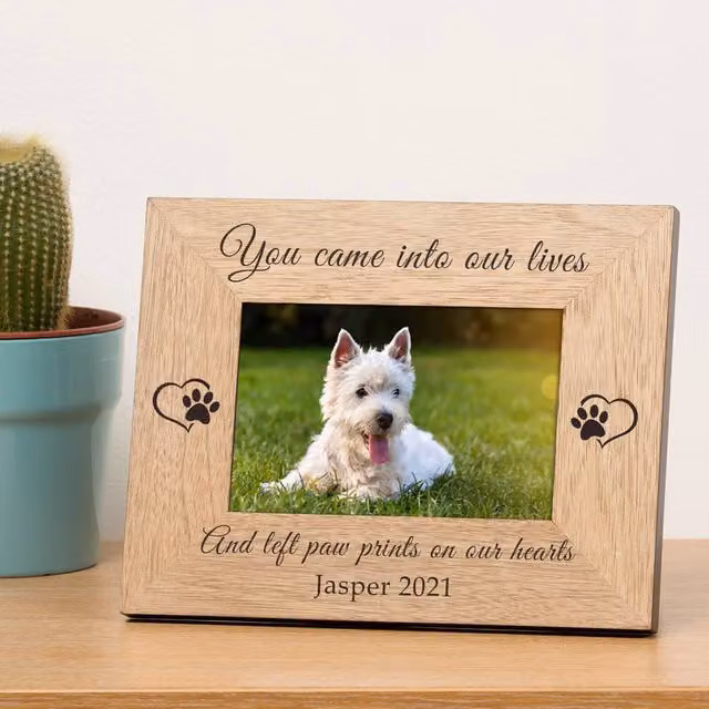 Uniqueful Personalised You Left Paw Prints Wood Pet Memory Frame, Brown, W/H: 15 x 10 cm