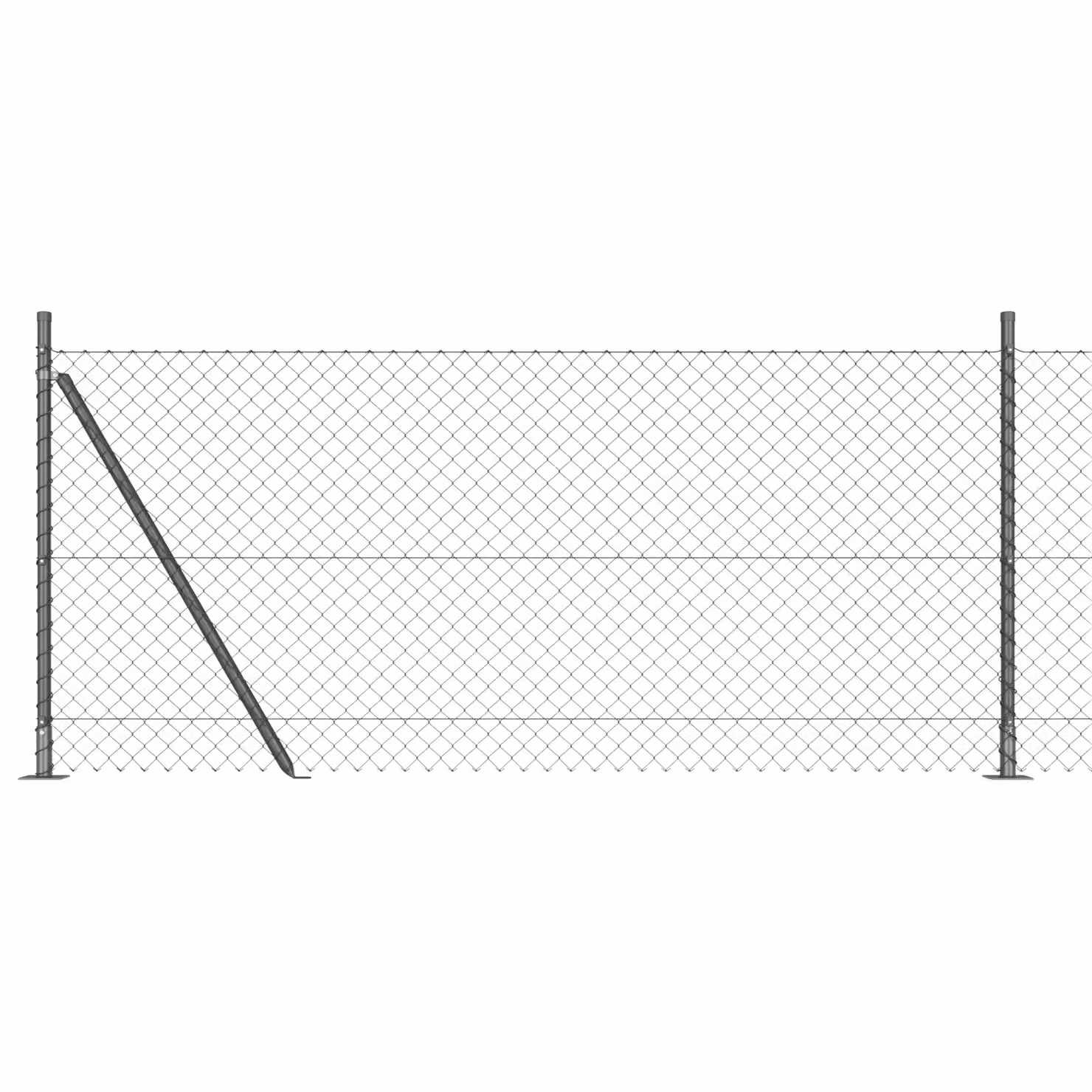 Berkfield Home Grey PVC-Coated Galvanised Steel Chain Link Fence with 13 Flanged In-Ground Round Posts, 1 x 25 m – 2
