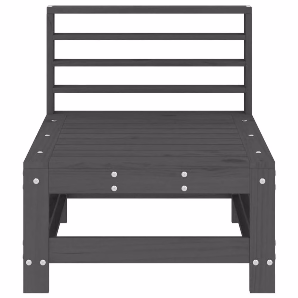 Berkfield Home Beautiful Garden Middle Sofas, 2 Piece Grey Solid Pine Wood Set, W/D/H: 120 x 60 x 63.5 cm – 3