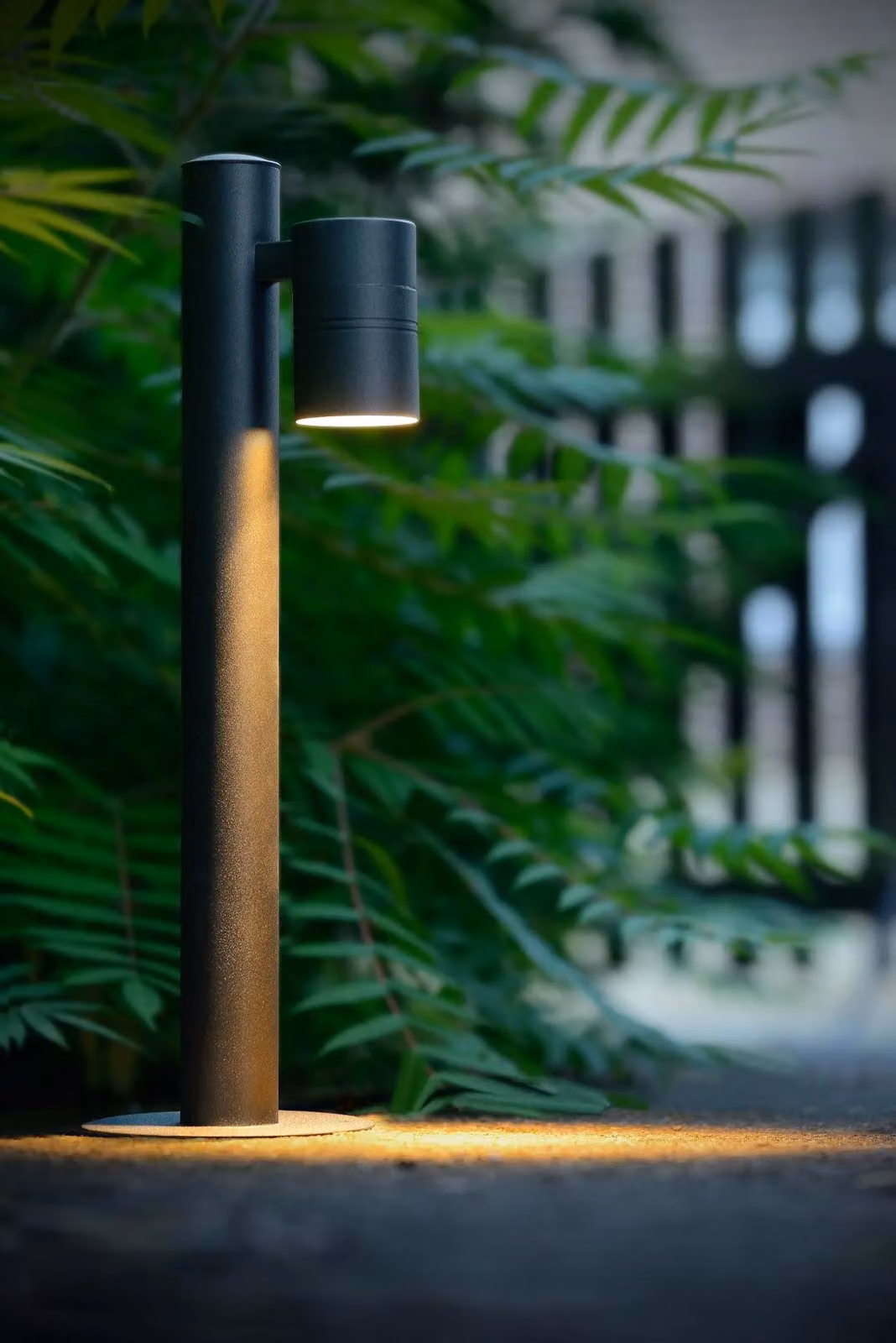 Lucide ARNE Black Metal Outdoor LED Bollard Pole Light with Adjustable GU10 Bulb – 2