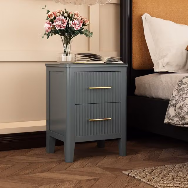 Cabinet Bits Fregona 2 Drawer Bedside Table in Light Grey