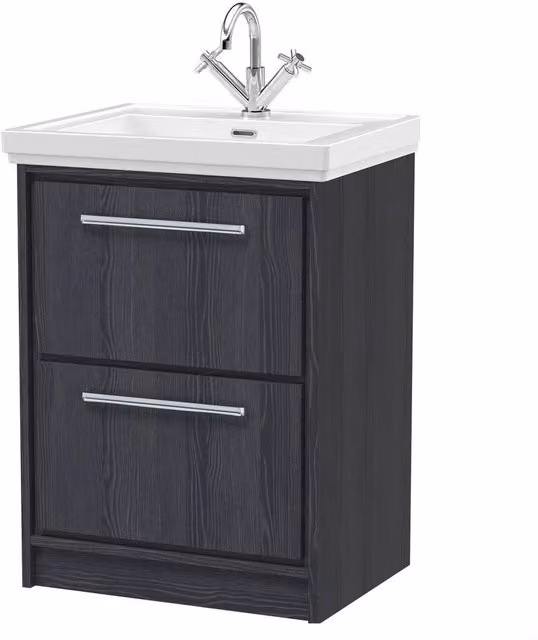 Balterley Longnor 2 Drawer Vanity Basin Unit, Graphite Grey, W: 60 cm