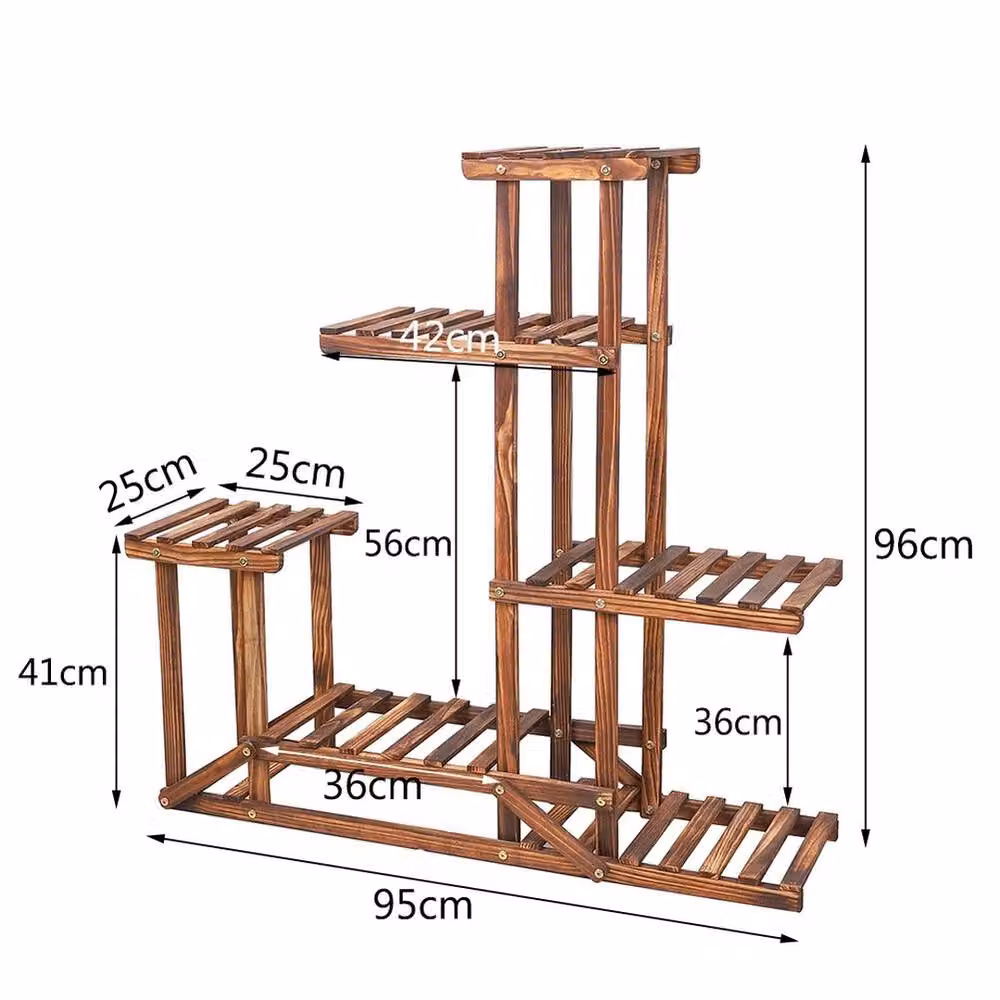 ERGOVEXA Rustic Brown Wooden Flower Planter Pot Stand and Plant Rack Shelf – 2