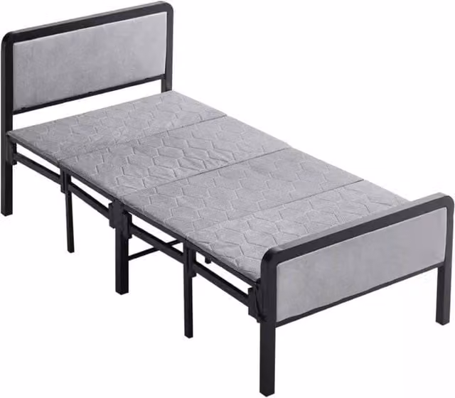 Havendro Folding Single Guest Bed with Padded Foam and Black Metal Frame, W/D/H: 190 x 90 x 80 cm – 1