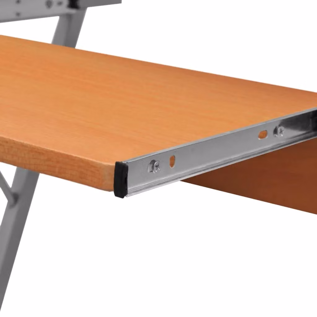 Berkfield Home Modern Compact Computer Desk in Brown with Pull-out Keyboard Tray – 2