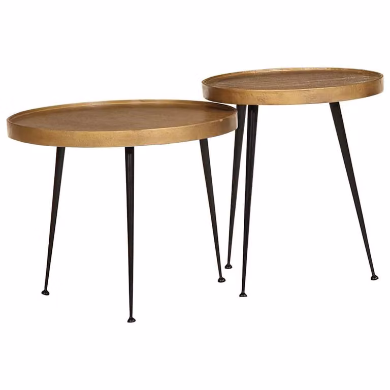 Berkfield Home Set of 2 Modern Square Coffee Tables in Gold and Black with Engineered Wood Tops