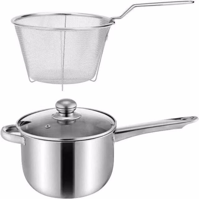 SPETLEK Non-Stick Stainless Steel Chip Pan Fryer, Silver, Diameter: 20 cm