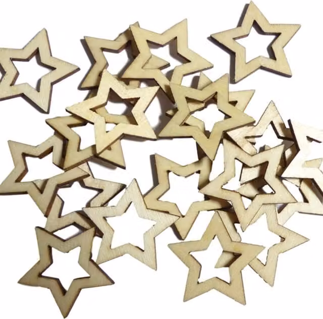 Syntego Pack of 50 Brown Wooden Star Confetti