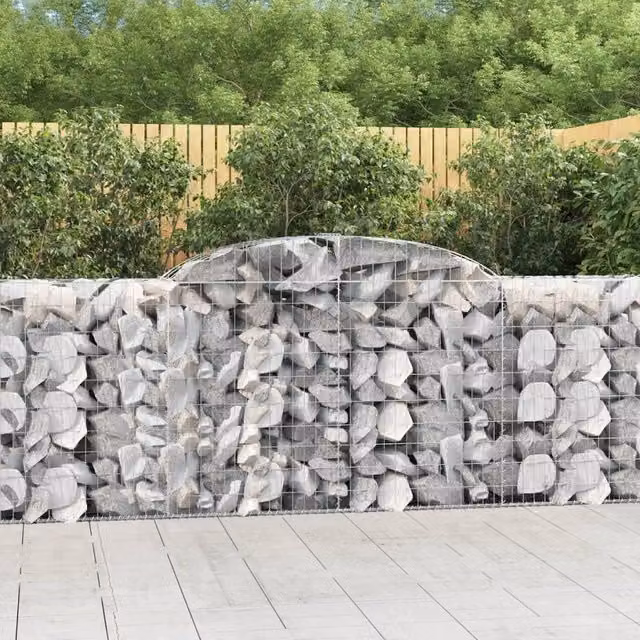 Berkfield Home Arched Gabion Baskets, 20 Pieces, Silver Galvanised Steel, W: 300 cm, D: 50 cm, H: 100/120 cm – 1