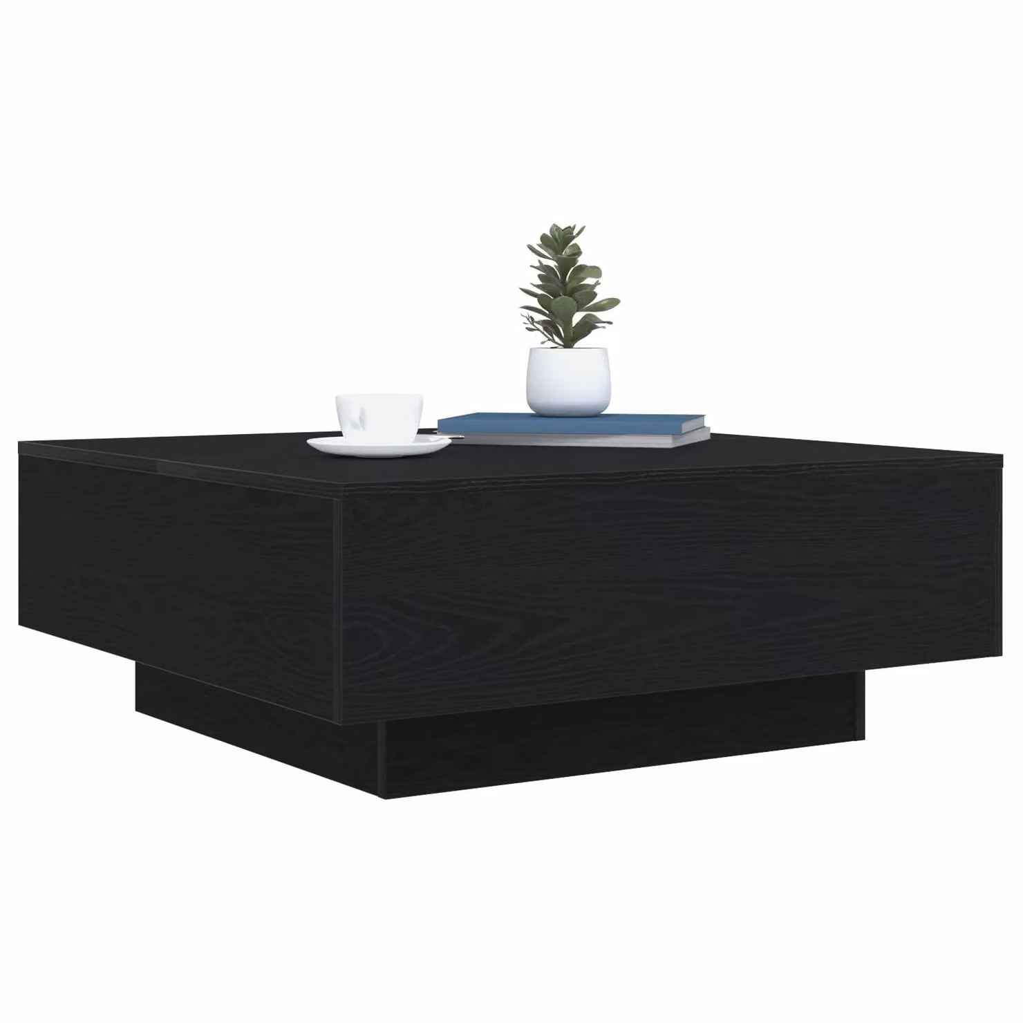 Berkfield Home Black Oak Coffee Table with LED Lights W/D/H: 80 x 80 x 31 cm – 2