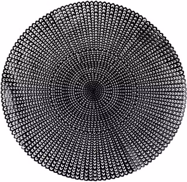Simpa Black Akari Graphic PVC Round Table Placemats, Set of 2, Diameter: 42 cm – 1