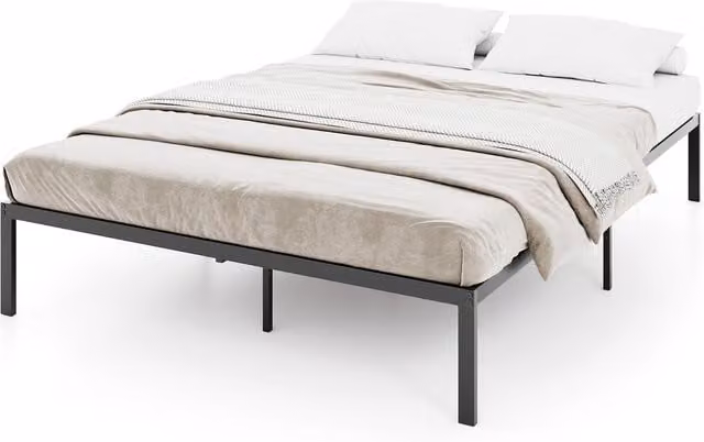 Costway Modern Double Metal Bed Frame in Black, 140 x 200 cm