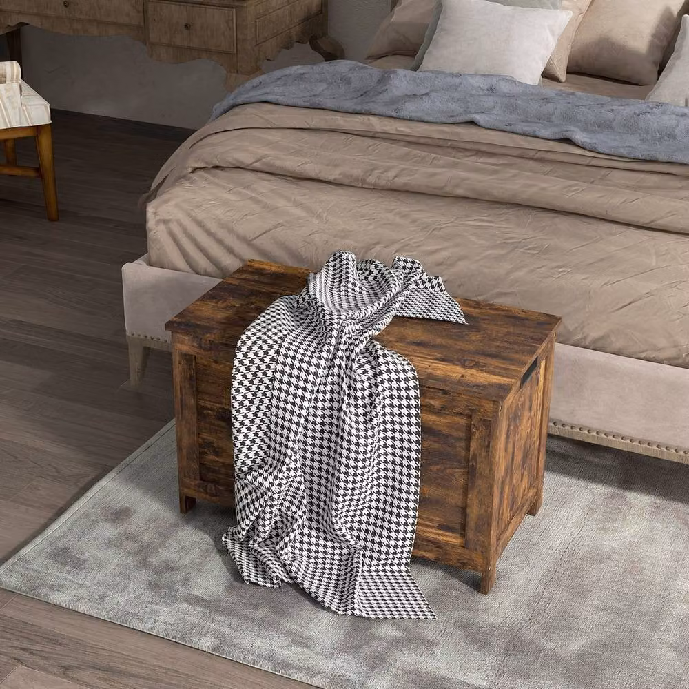 STILVORA Storage Chest with Safety Hinges in Rustic Brown – 2