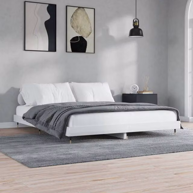 Berkfield Home Durable Bed Frame in High Gloss White, W/D/H: 200 x 20 x 203 cm – 1