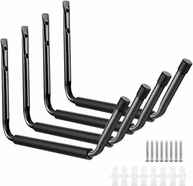 SPETLEK 4-Piece Heavy Duty J Utility Garage Storage Hooks in Black – 1