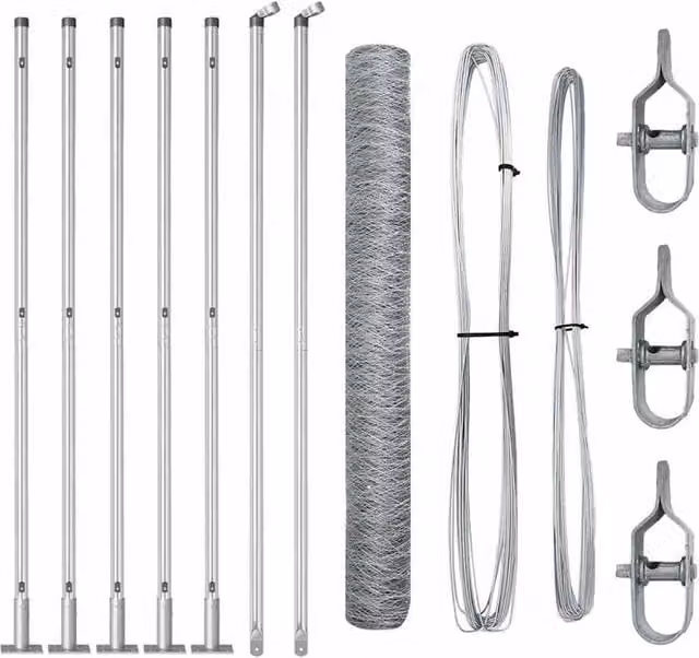 Berkfield Home Hexagon Fence in Silver Galvanised Steel, 1 x 10 m – 1