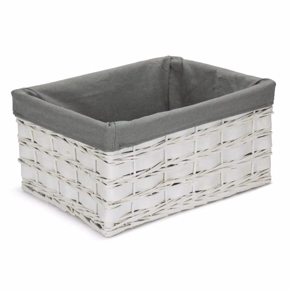 Red Hamper Scandi Open Weave Wood Storage Basket with Grey Lining, Medium – 2