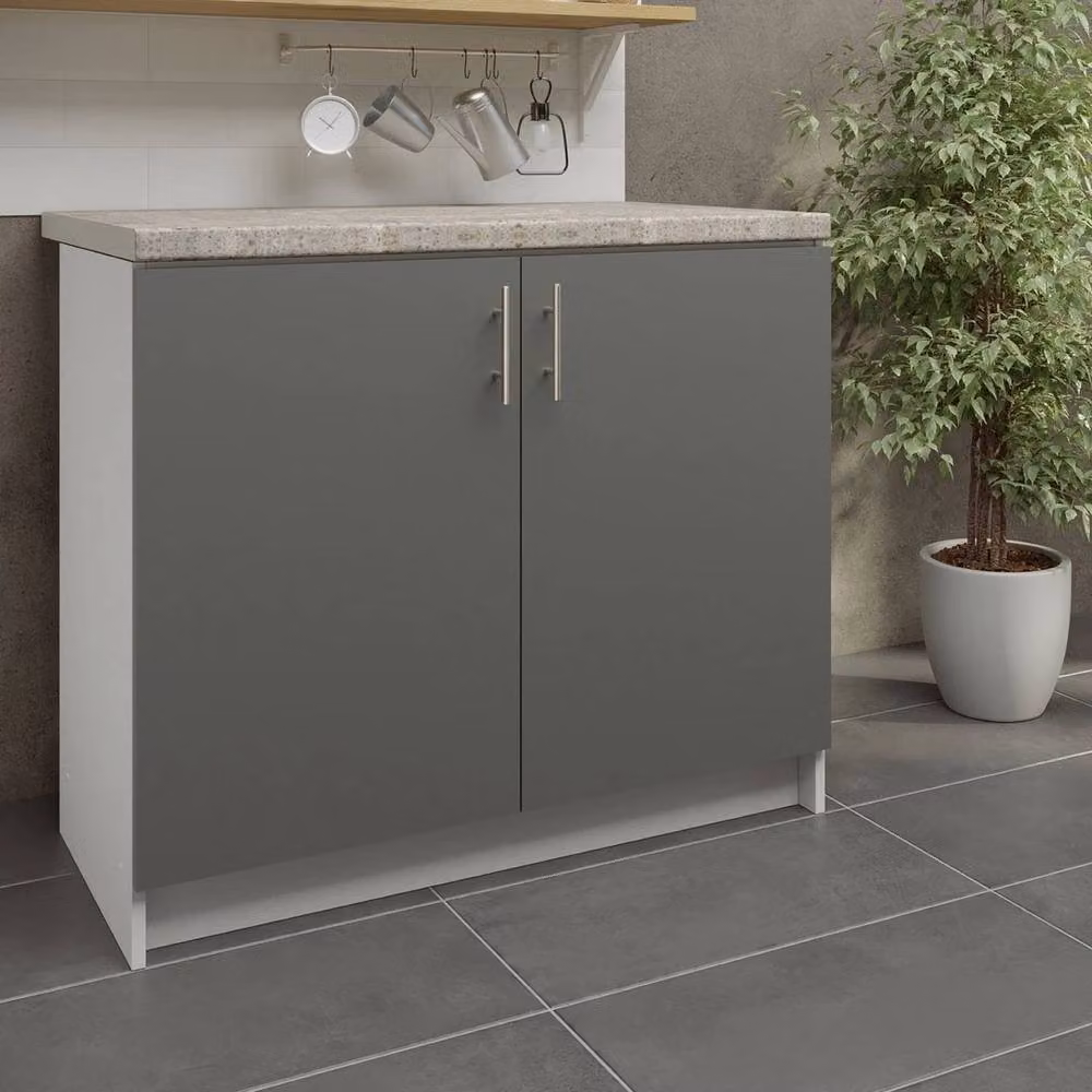 SPETLEK Modern Grey Composite Kitchen Sink Unit with Hinged Doors, Height: 100 cm – 2