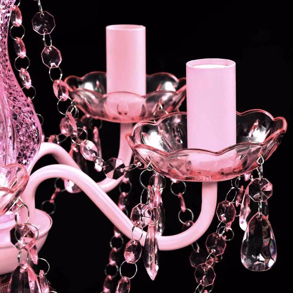 Berkfield Home Crystal Ceiling Light in Pink with 5 LED Bulbs – 3