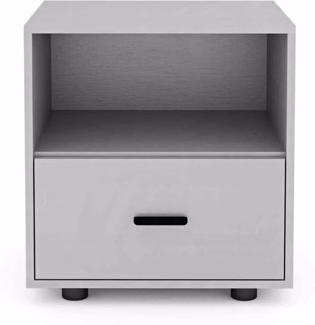 FORGEVIO Modern Wooden Bedside Table Cabinet in Cool Grey