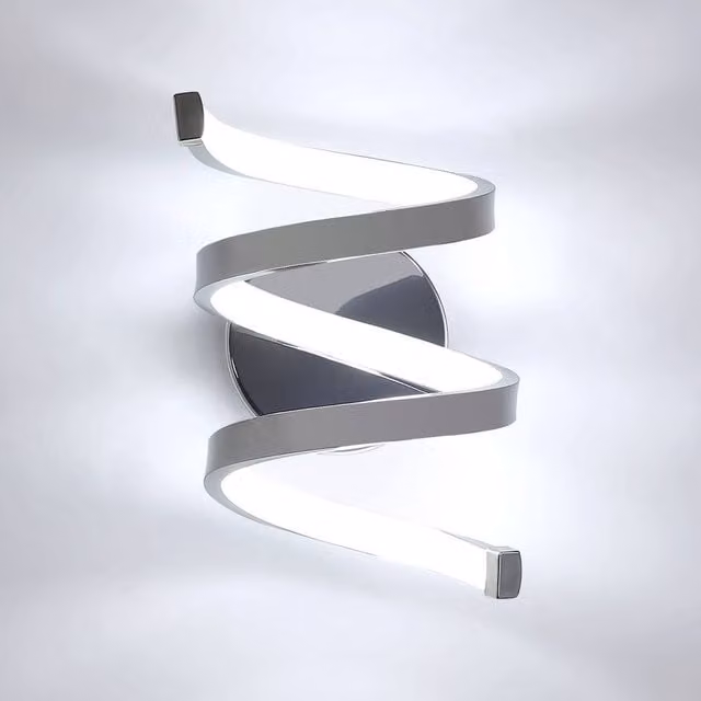Pheashine Modern LED Wall Lamp in Chrome and Silver with 6500K Cool White Light, Length: 20 cm – 1