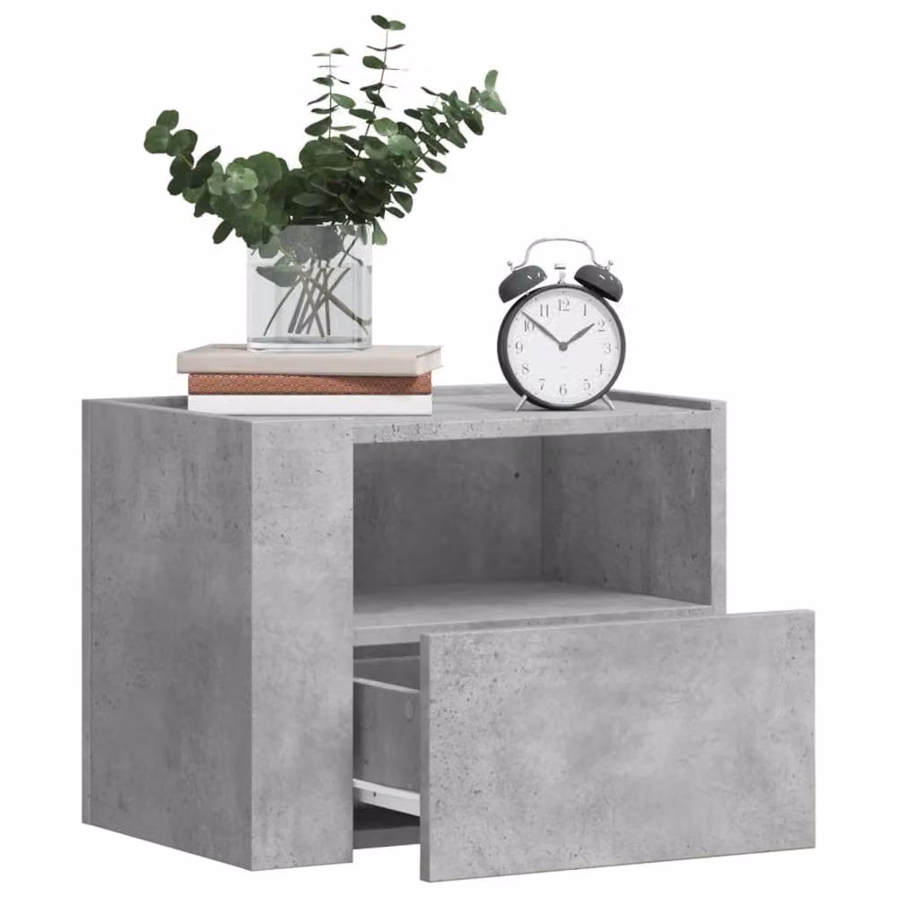 Berkfield Home Set of 2 Wall-mounted Bedside Cabinets in Concrete Grey, W: 45 cm, D: 30 cm, H: 35 cm – 2