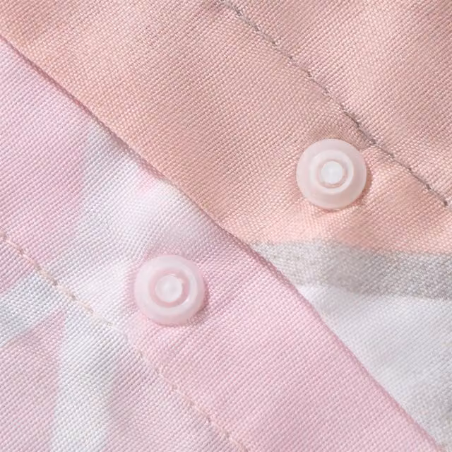 OHS Reversible Marble Graphic Duvet Cover and Pillowcase Set in Pink, Single, W: 90 cm, H: 200 cm