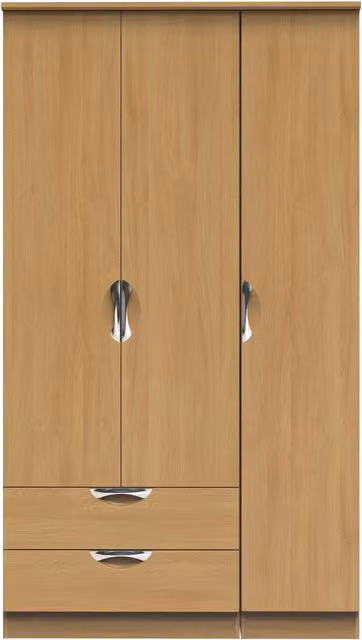 2 U Holborn Ready Assembled Triple Wardrobe with 2 Internal Drawers in Brown – 1