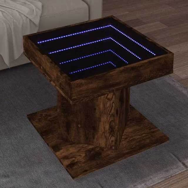 Berkfield Home Modern Square Coffee Table in Brown Smoked Oak, W/D/H: 50 x 50 x 45 cm