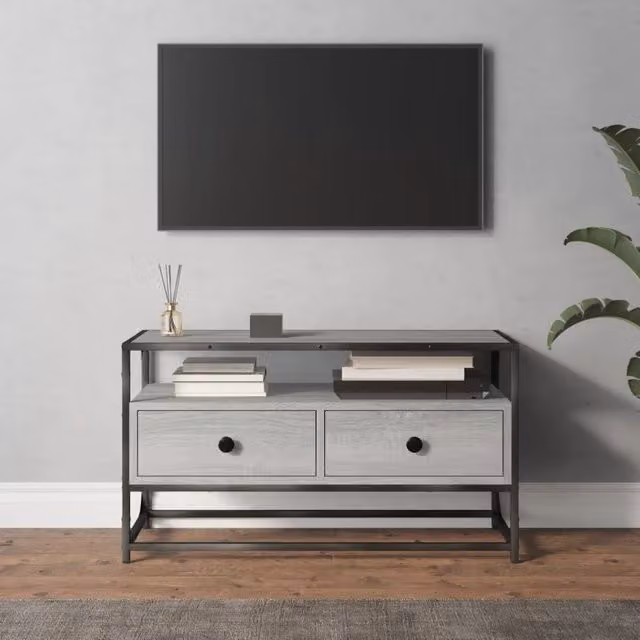 Berkfield Home Grey Sonoma TV Cabinet in Engineered Wood, W/D/H: 80 x 35 x 45 cm – 1