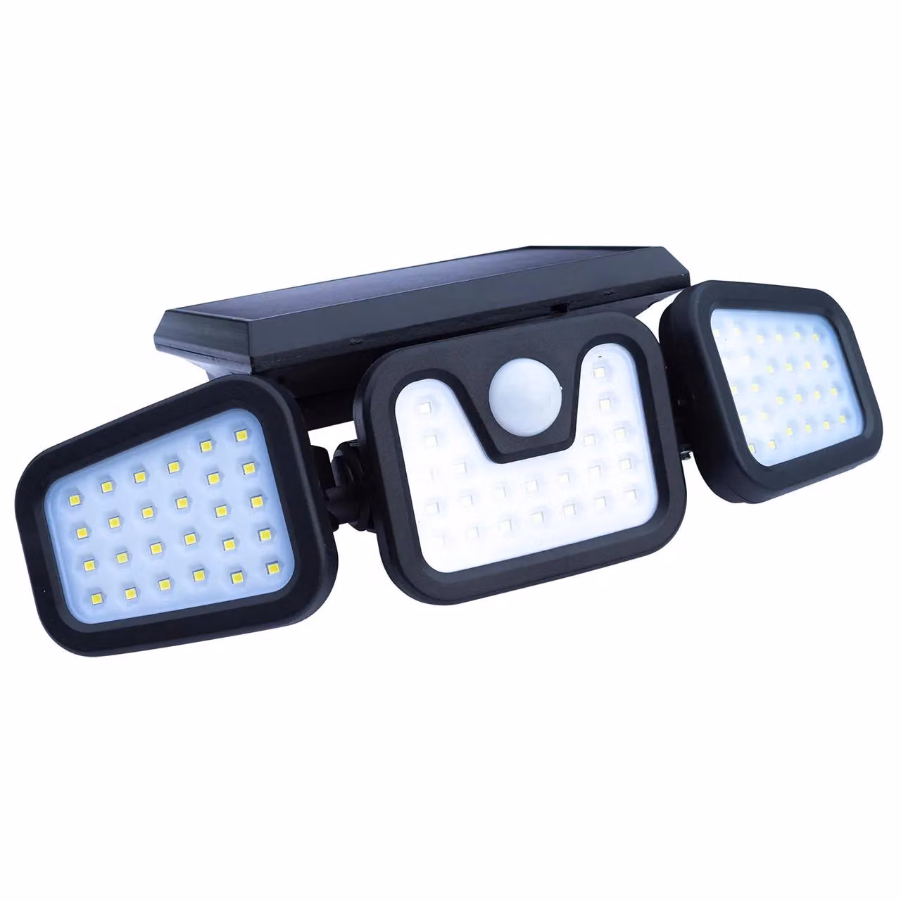 mysmartbuy 400 Lumen Solar Powered Motion Sensor Wall Security Floodlight with 3 Heads in Black – 3