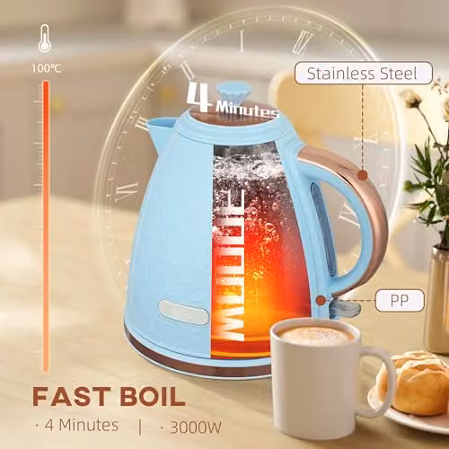 HOMCOM Electric Kettle with Auto Shut-off and Limescale Filter, 1.7 l, Blue – 2