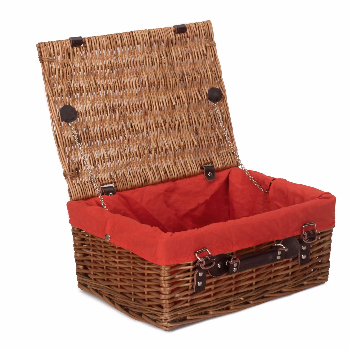 Red Hamper Double Steamed Wicker Picnic Basket with Red Cotton Lining – 2