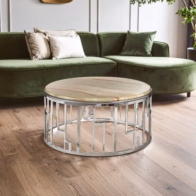 Fifty Five South Relic Onyx Natural Stone Coffee Table in Brown and Multicolour