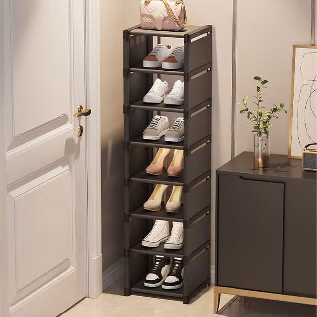 Garden Sanctuary Black Adjustable Shoe Storage Rack for Hallways
