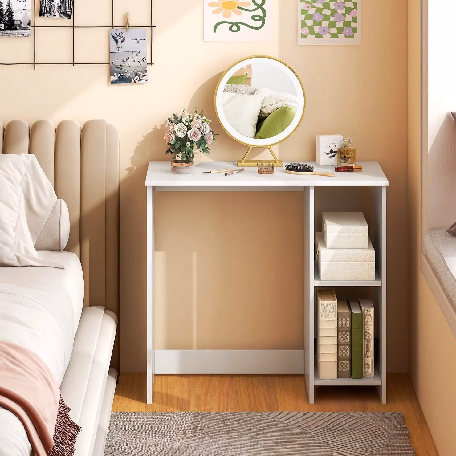Costway Modern Small Computer Desk for Home Office in White – 2