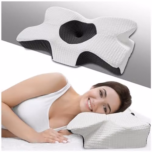 GC Gaveno Cavailia Cervical Orthopaedic Memory Foam Pillow with Hypoallergenic Pillowcase, White, W/D/H: 64 x 38 cm