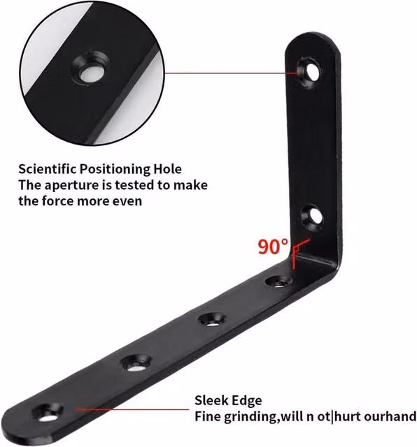 FLAVORA 10-Piece Heavy Duty Cast Iron Shelf Bracket Supports in Black, Depth: 52 cm