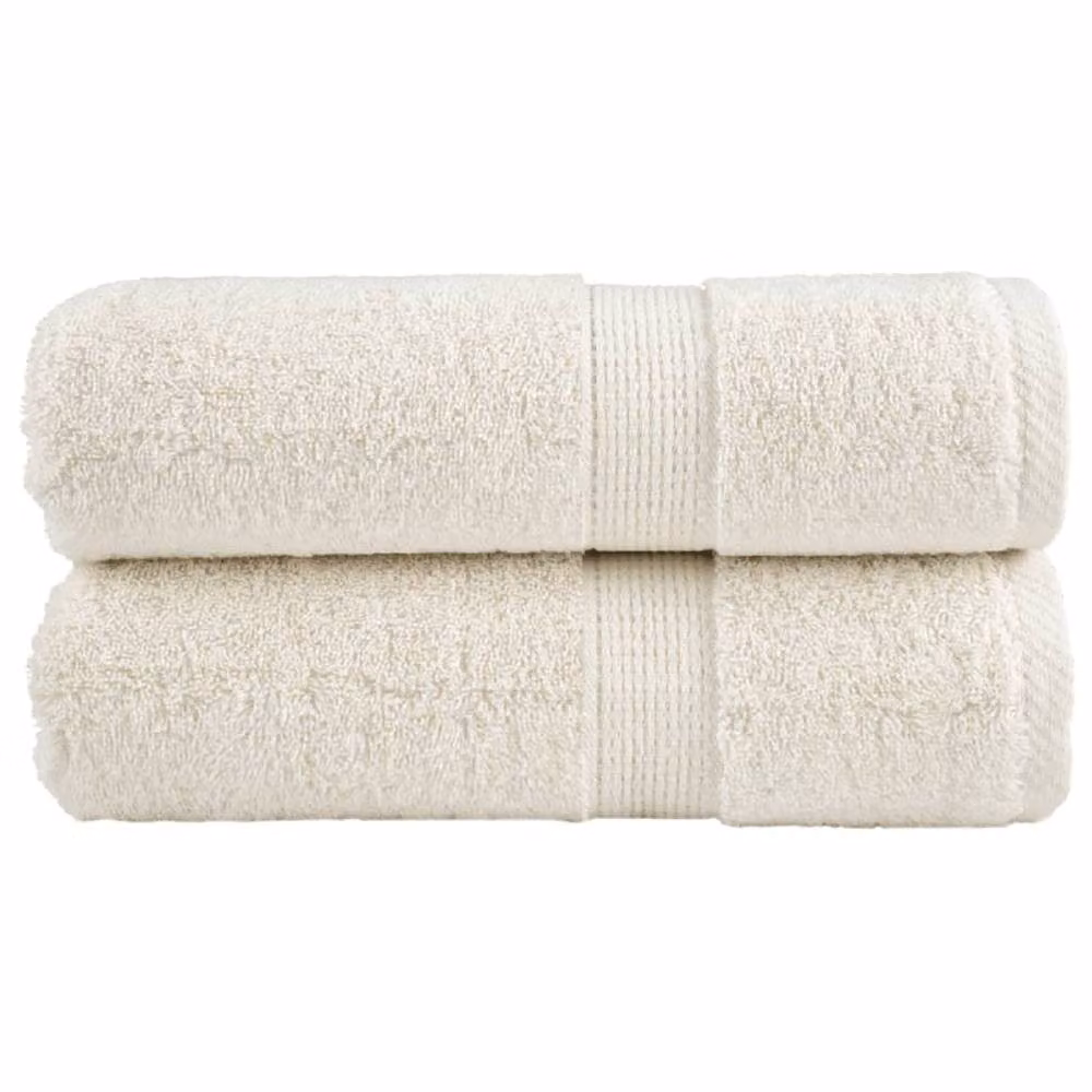 Berkfield Home SOLUND Premium Cotton Terry Guest Towels, 2 Pack, Beige, W: 30 cm, H: 50 cm, 600 gsm – 2