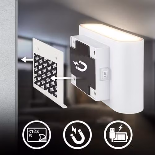 Briloner Rechargeable LED Wall Light with Motion Sensor and Up & Down Lighting, White, W/D/H: 16 x 9.5 x 6.5 cm – 6