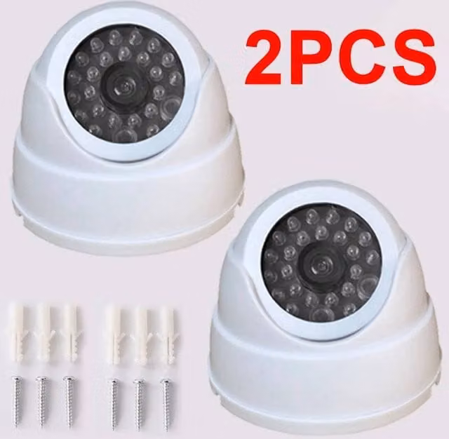 SPETLEK 2-Piece White Dummy Dome CCTV Surveillance Camera Set