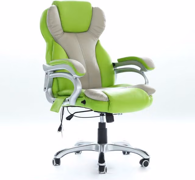 WestWood Green Leather Heated 6 Point Massage Office Recliner Gaming Chair