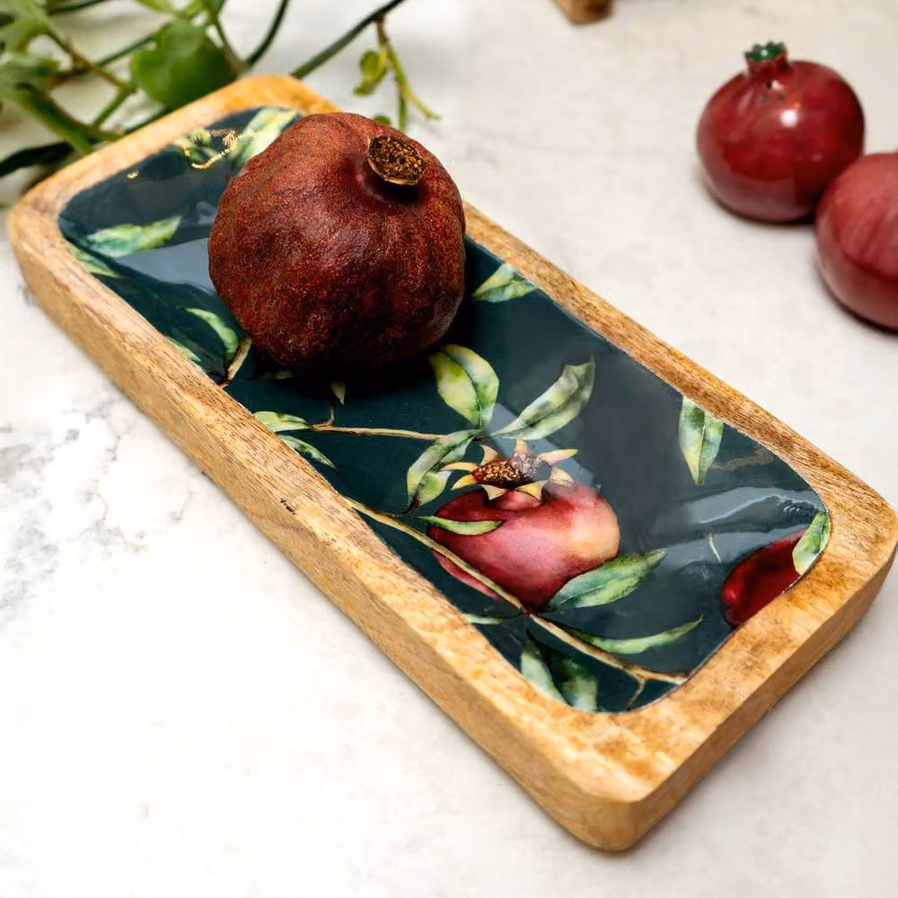 Madison & Mayfair Pomegranate Enamel Inlay Rectangular Dish, Green – 3