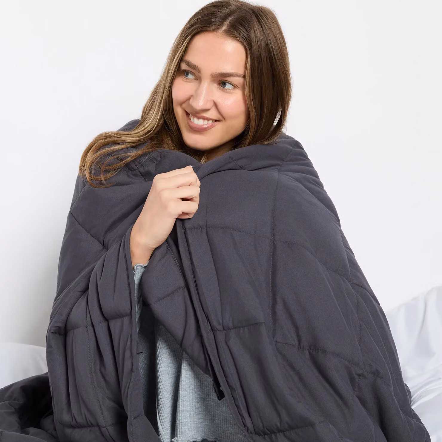 OHS Charcoal Grey Sensory Sleep Therapy Weighted Blanket for Adults, 8kg, W: 150 cm x L: 200 cm – 5
